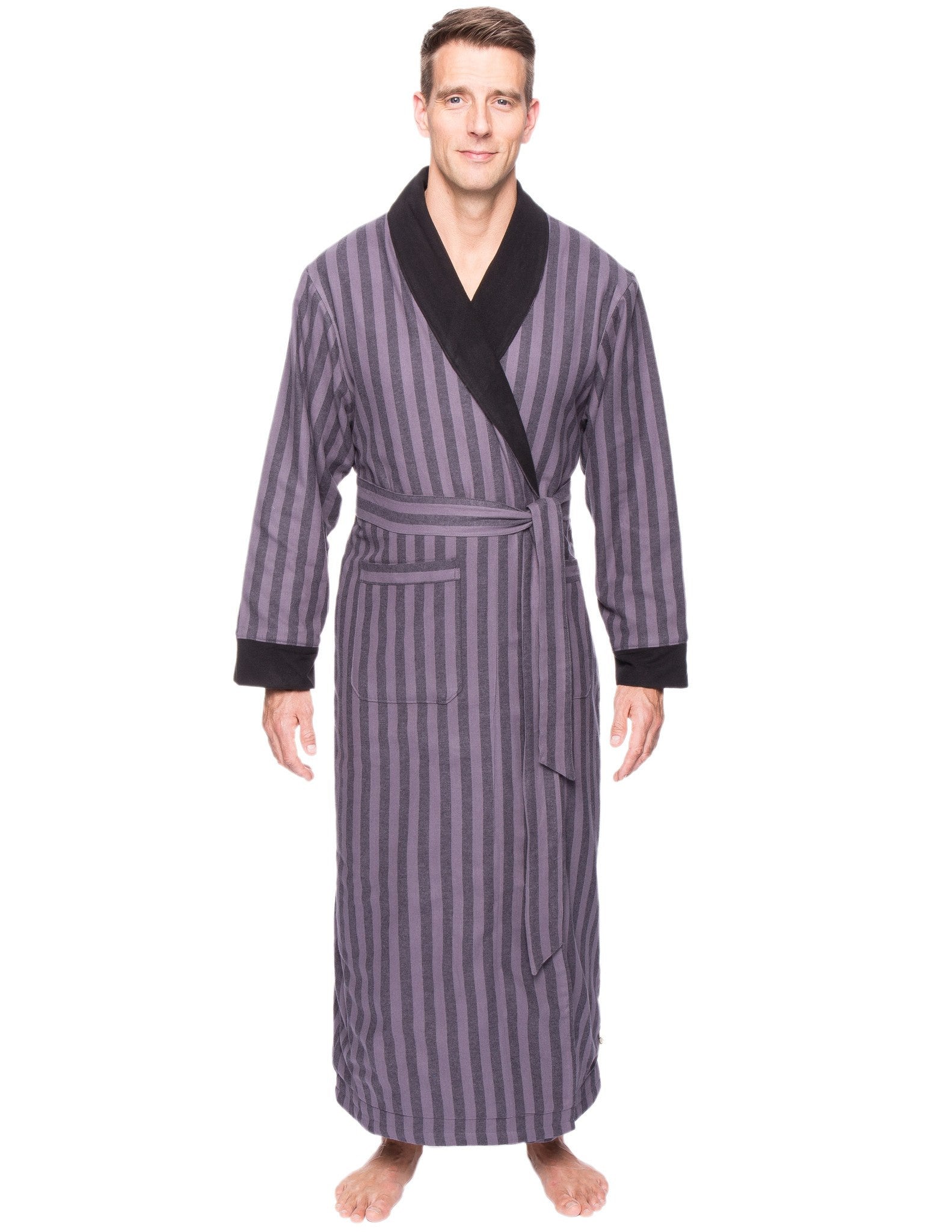 Men's Premium 100% Cotton Flannel Fleece Lined Robe