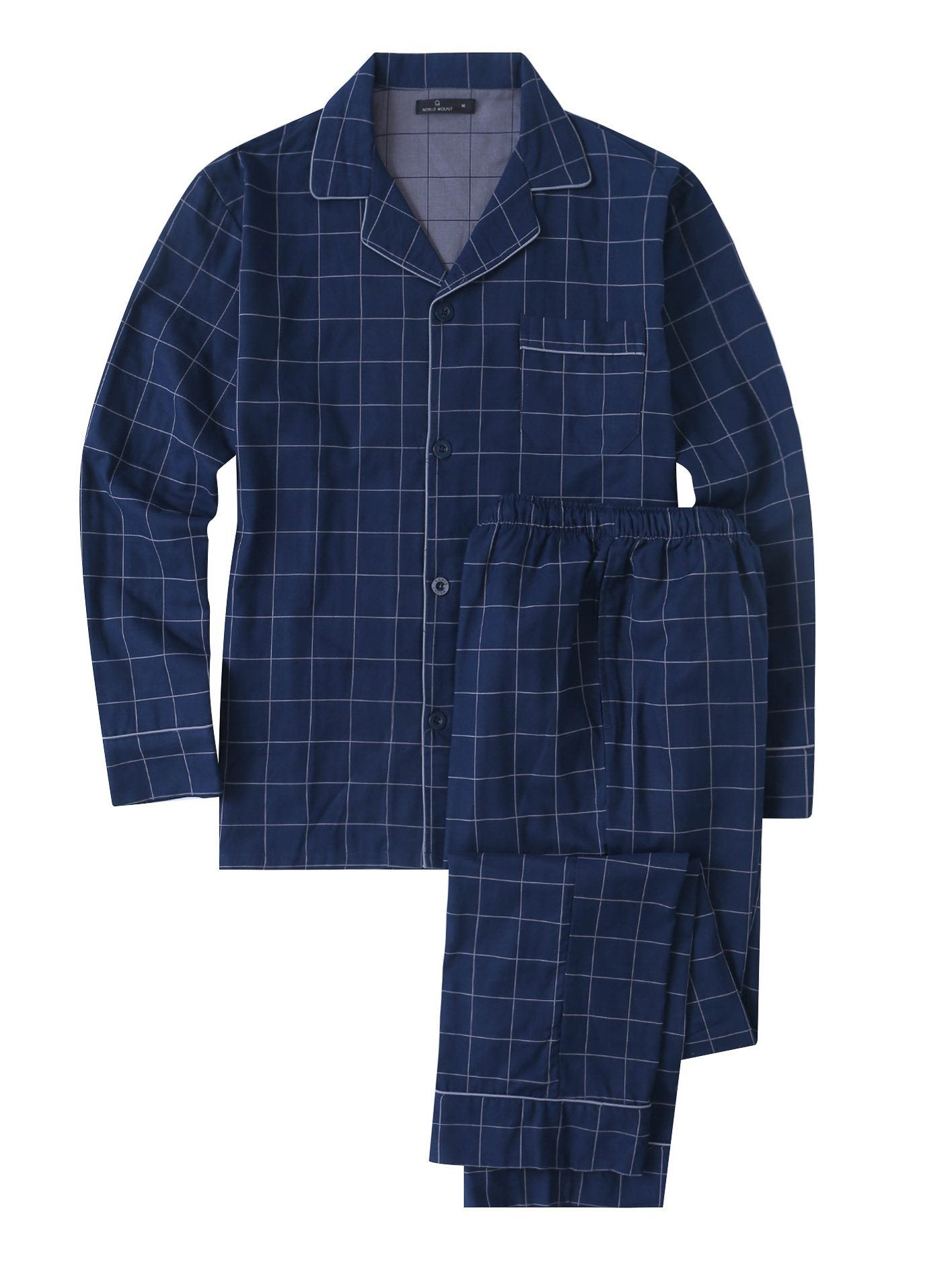 Mens Cotton Woven Double Layer Soft Pajama Sleepwear Set