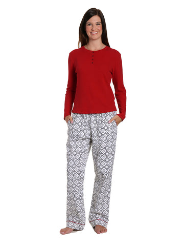 Womens Premium 100% Cotton Flannel/Thermal Loungewear Set