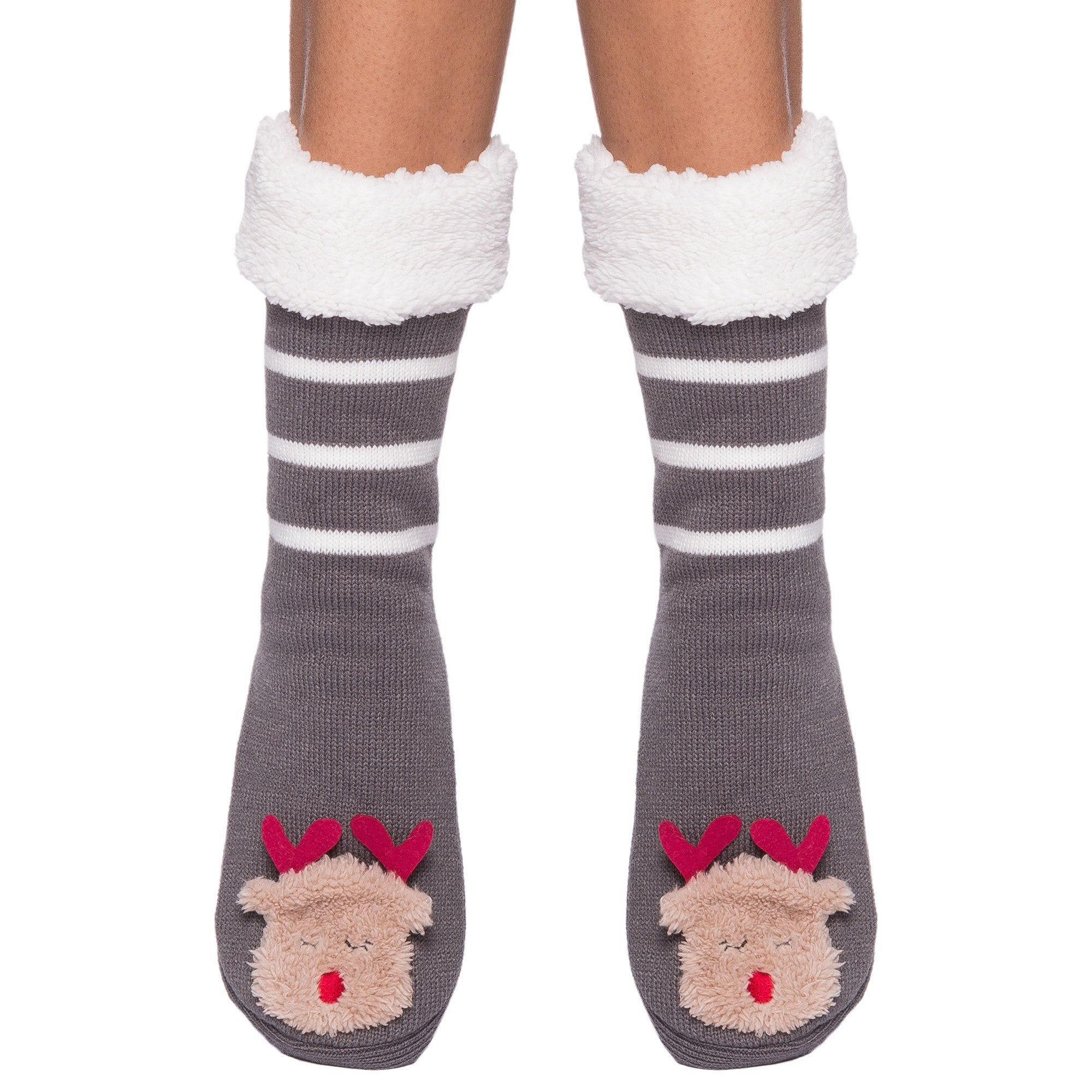 Women's Cute Knit Animal Face Slipper Socks