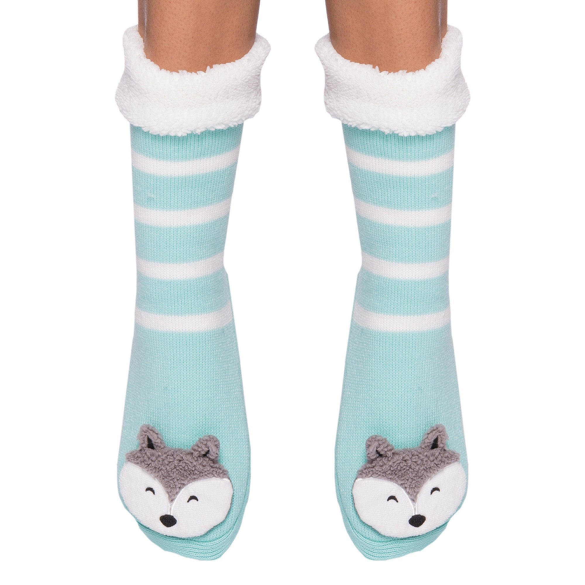 Women's Cute Knit Animal Face Slipper Socks