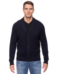 Box-Packaged Tocco Reale Men's Wool Blend Shawl Collar Cardigan in Waffle Stitch