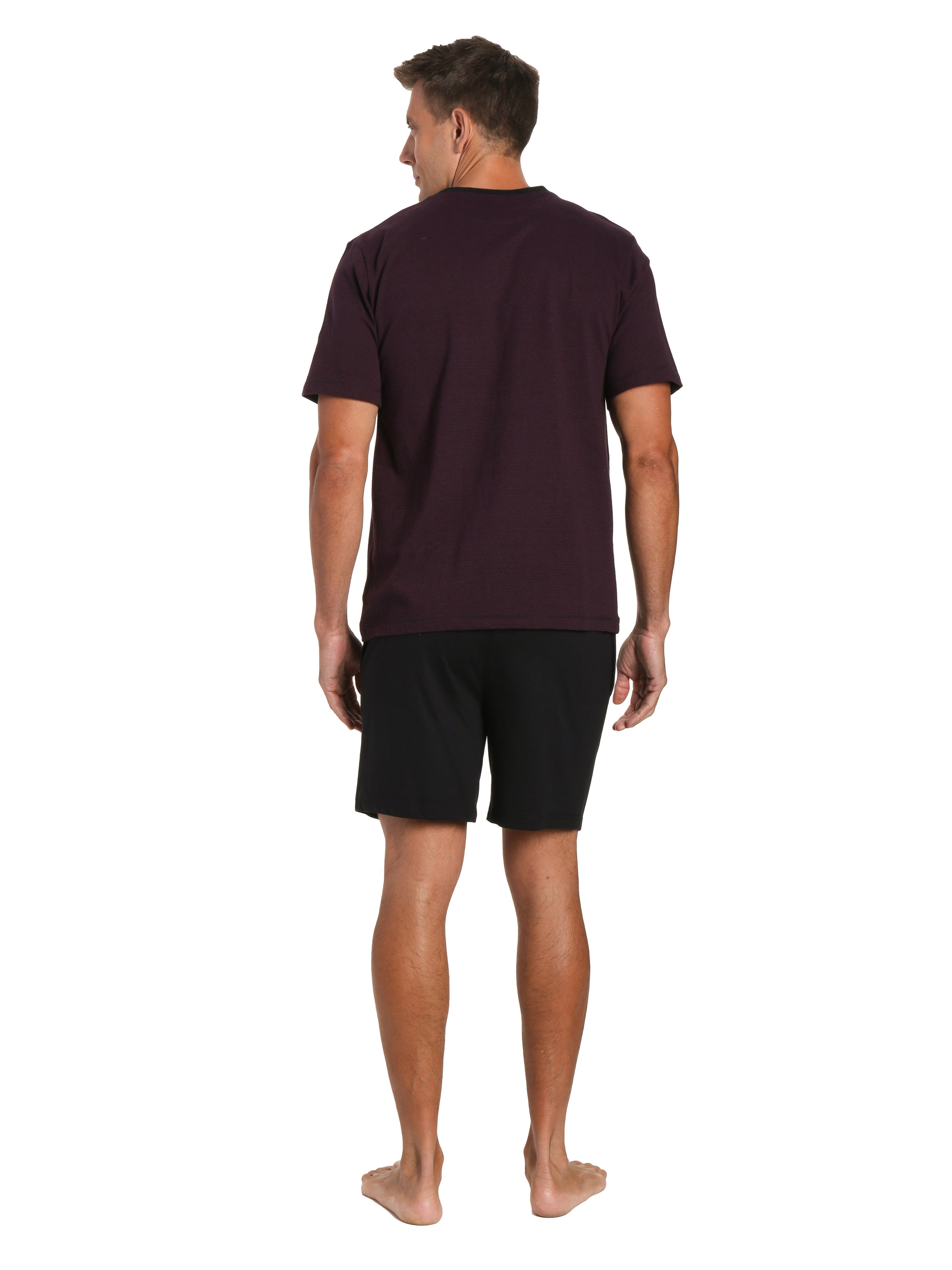 Black Shorts with Stripe Fig Top