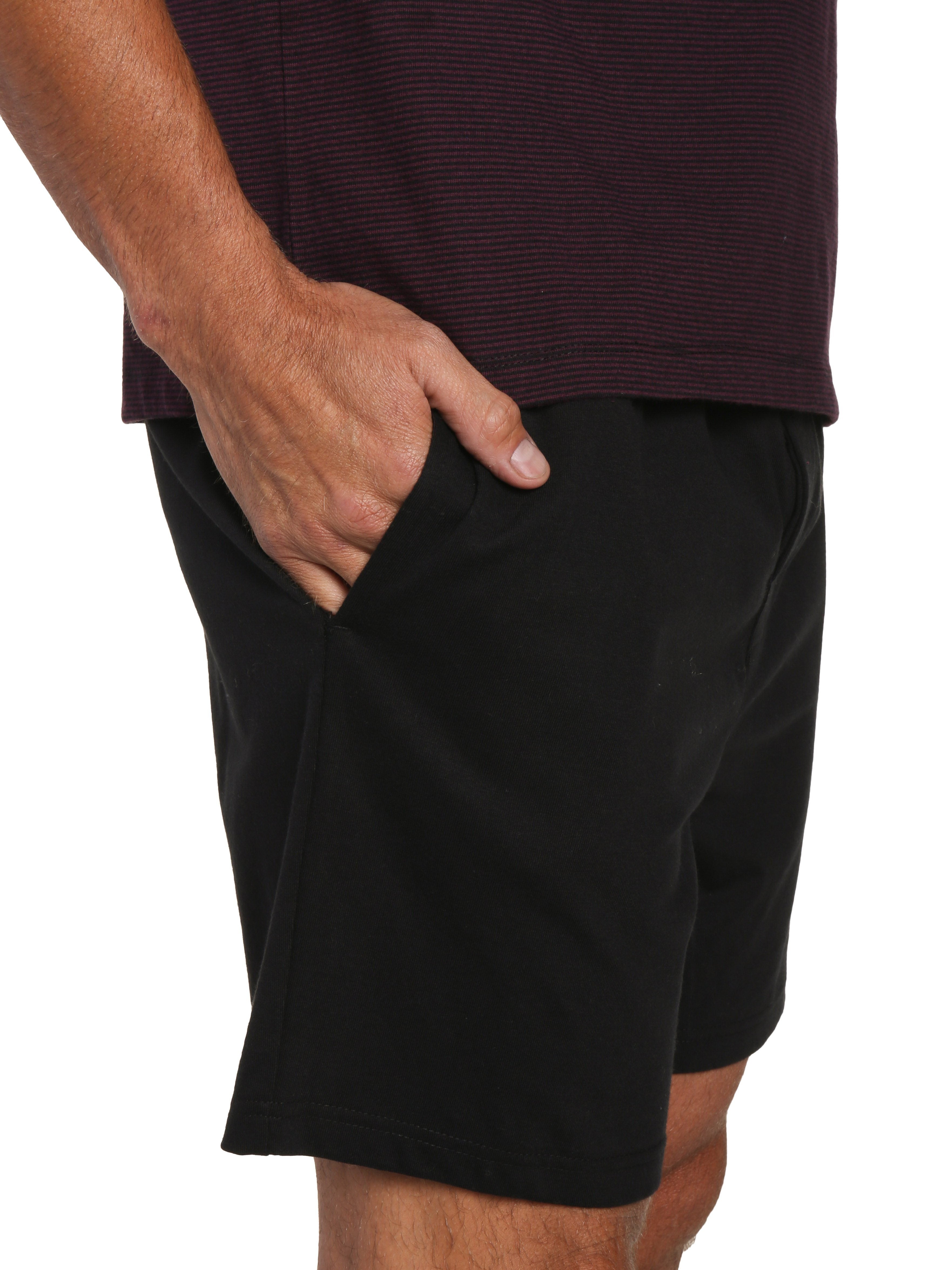 Black Shorts with Stripe Fig Top