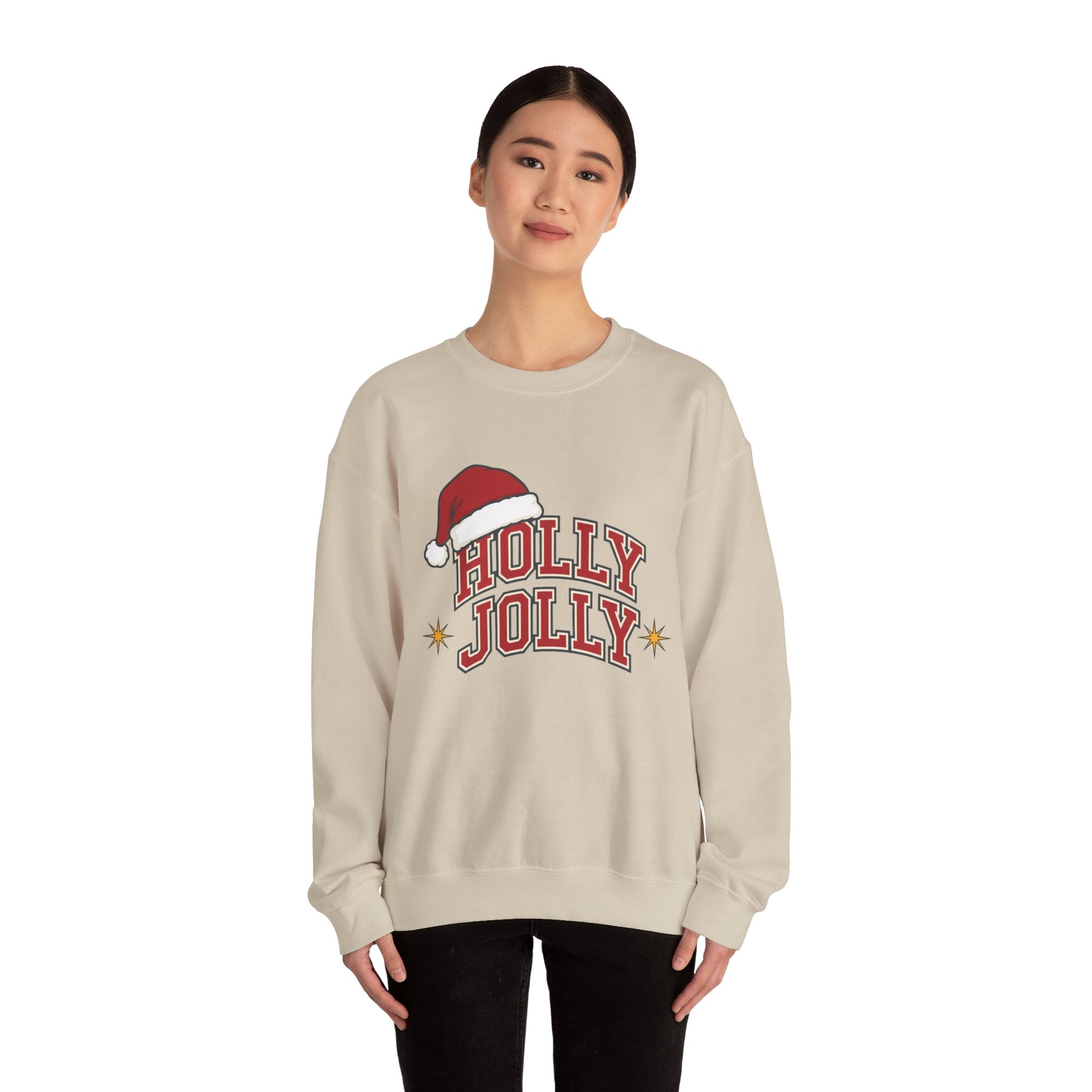 Holly Jolly Santa Hat Sweatshirt | Womens Christmas Sweatshirt