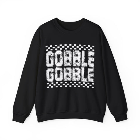Gobble Gobble Checkerboard Thanksgiving Sweatshirt