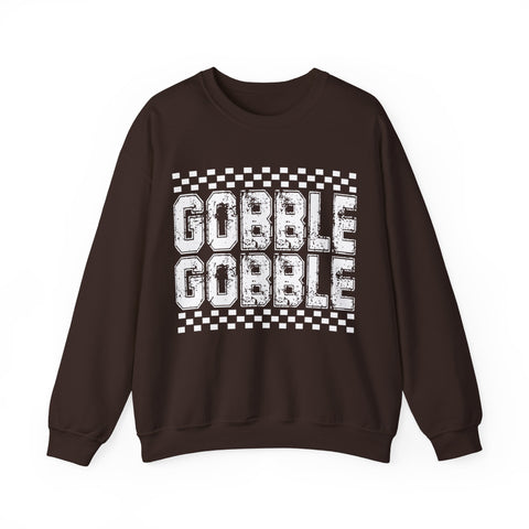 Gobble Gobble Checkerboard Thanksgiving Sweatshirt