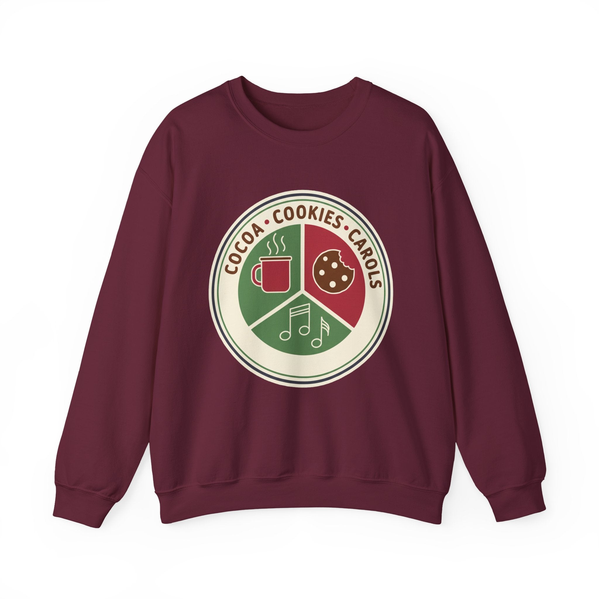 Cocoa Cookies Carols Christmas Sweatshirt | Womens Holiday Sweatshirt
