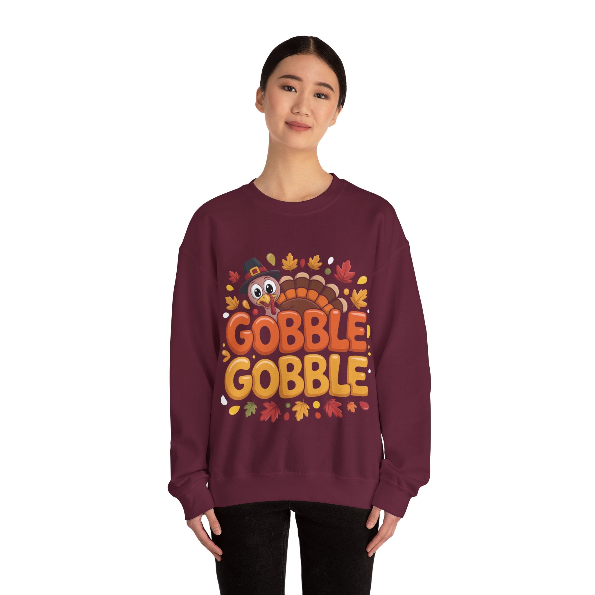 Gobble Gobble Turkey Thanksgiving Sweatshirt Crewneck Pullover Sweatshirt