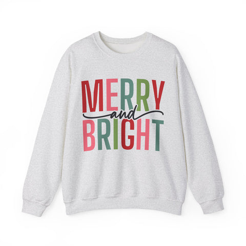 Merry and Bright Christmas Sweatshirt for Women | Christmas Holiday Crewneck Sweatshirt