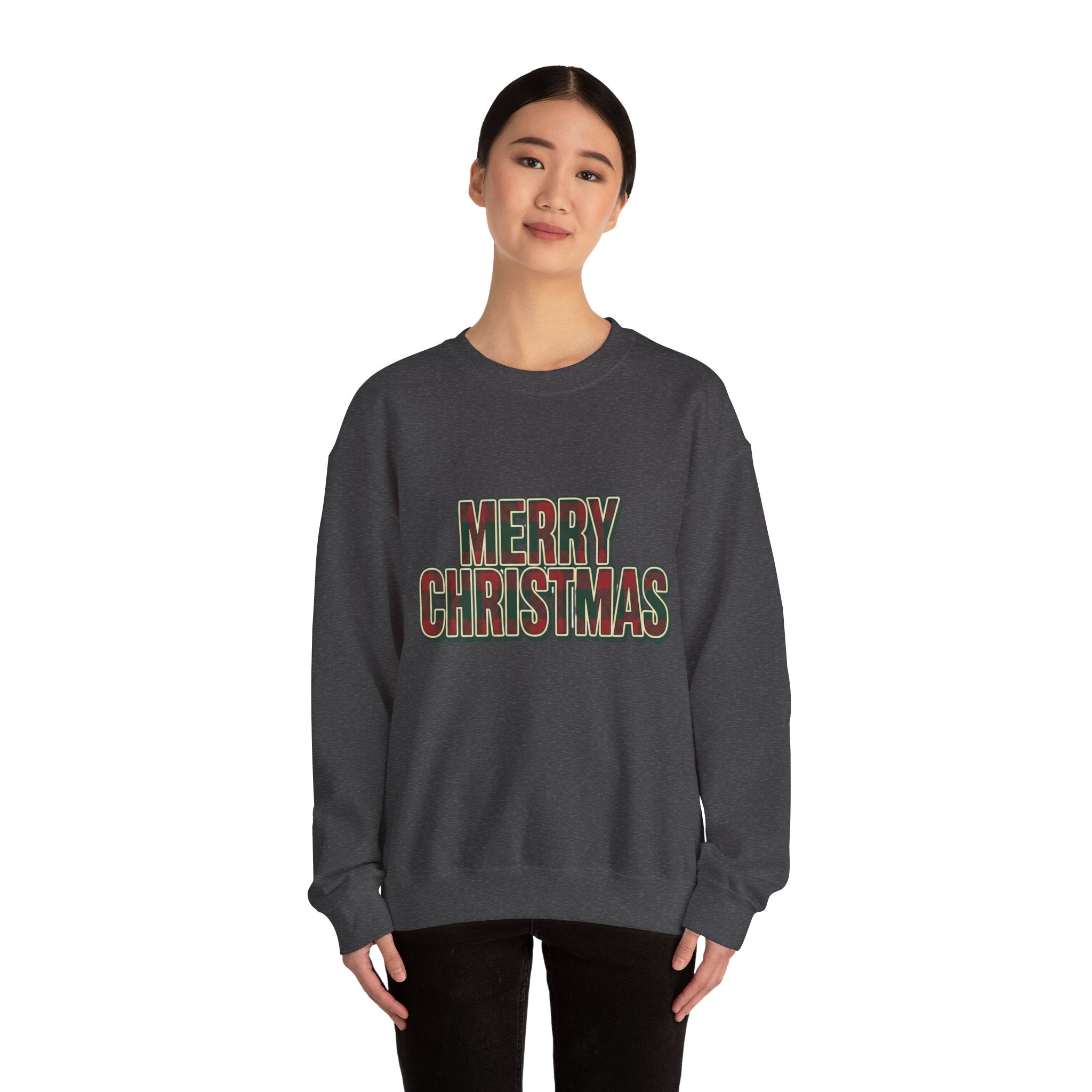 Merry Christmas Womens Christmas Sweatshirt | Plaid Letters