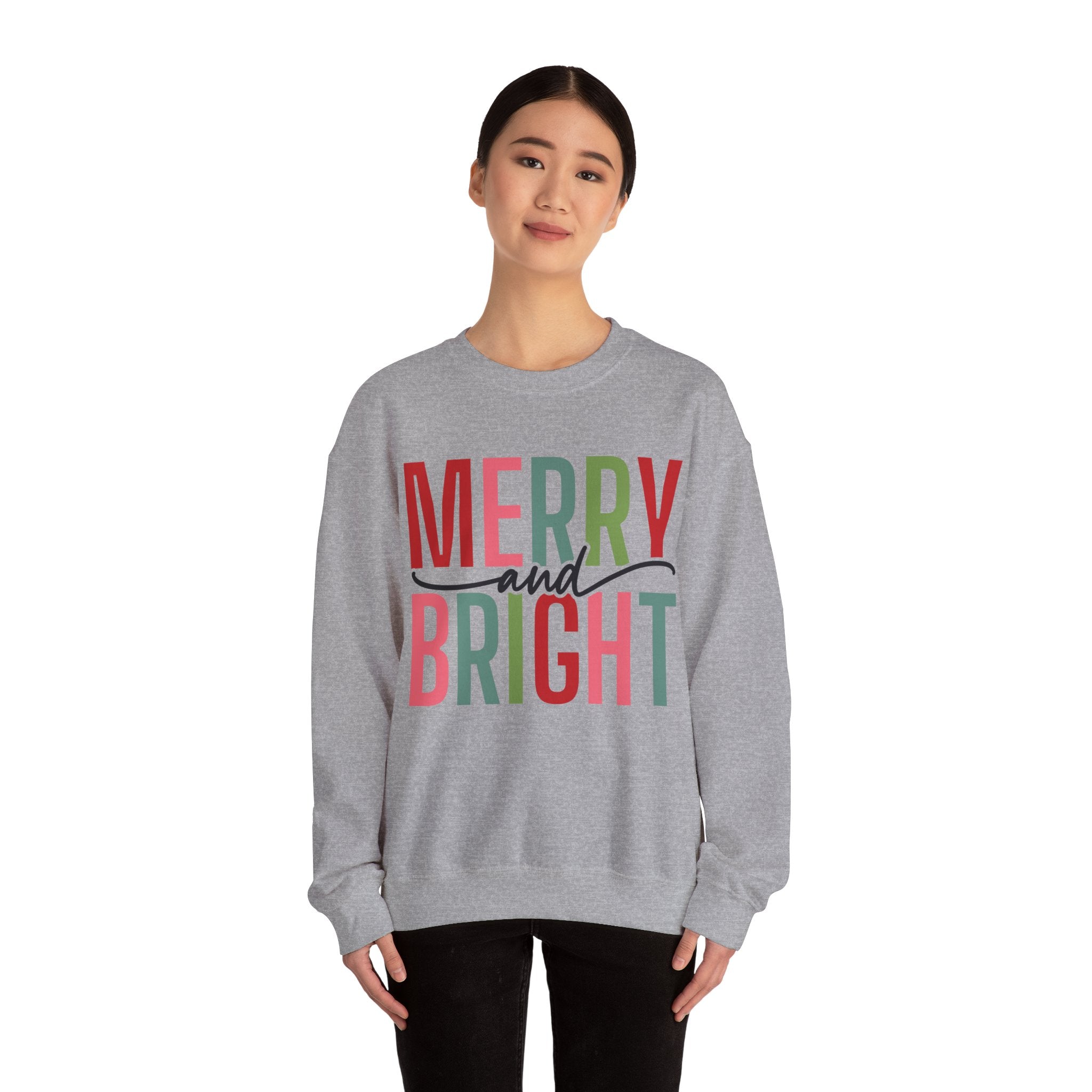 Merry and Bright Christmas Sweatshirt for Women | Christmas Holiday Crewneck Sweatshirt