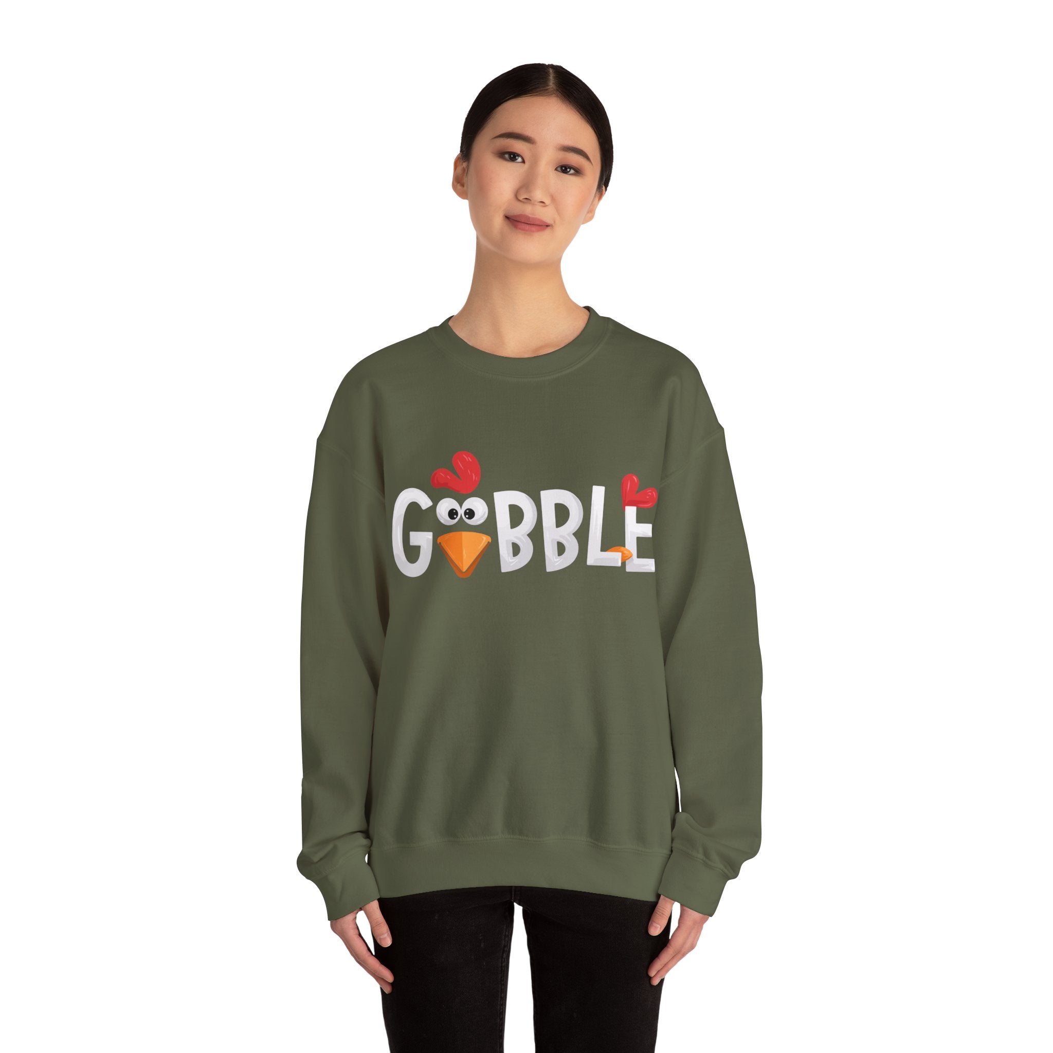 Gobble Turkey Face Thanksgiving Sweatshirt