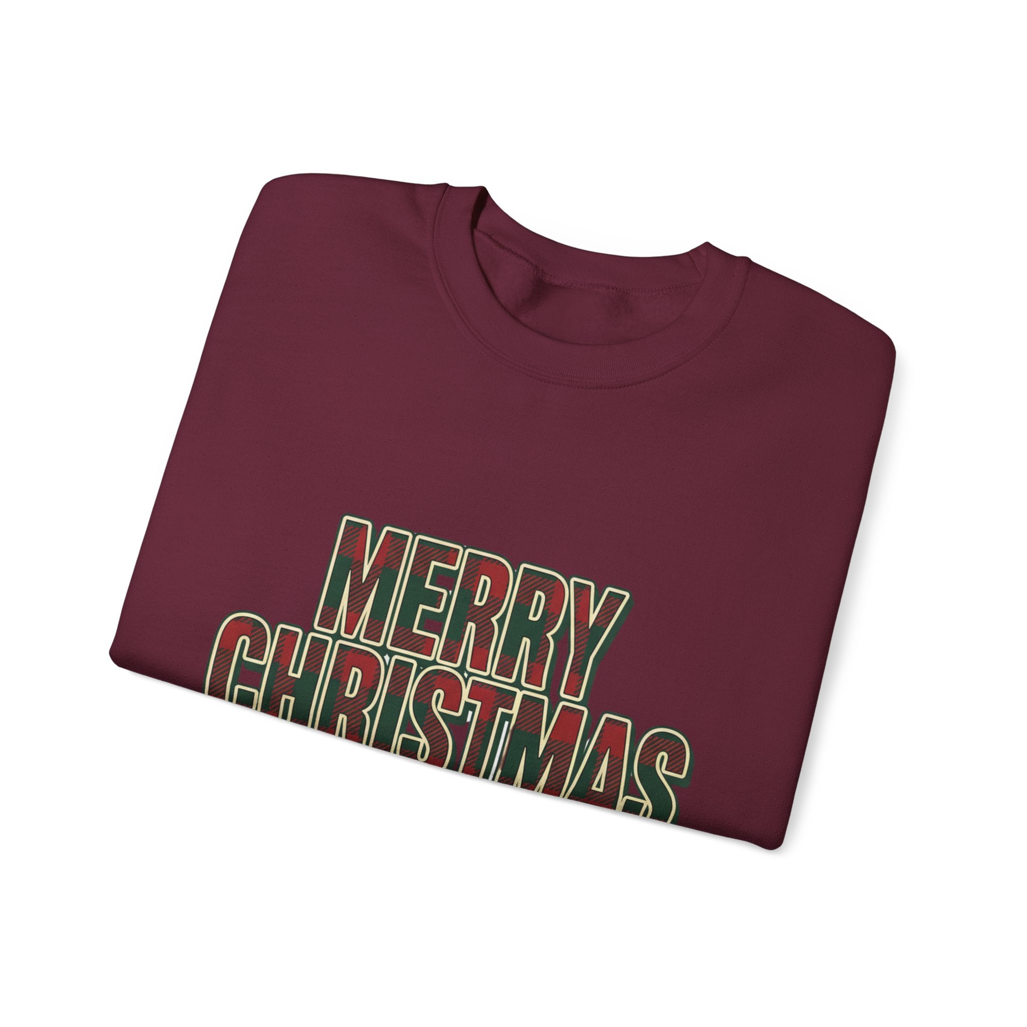 Merry Christmas Womens Christmas Sweatshirt | Plaid Letters