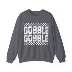 Gobble Gobble Checkerboard Thanksgiving Sweatshirt