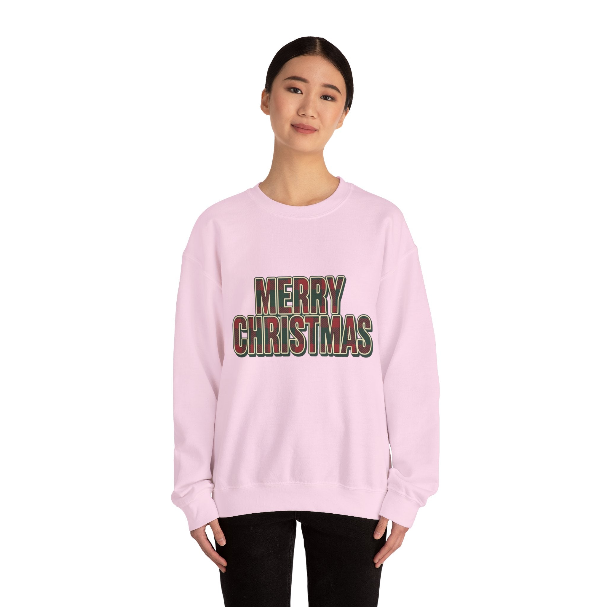 Merry Christmas Womens Christmas Sweatshirt | Plaid Letters