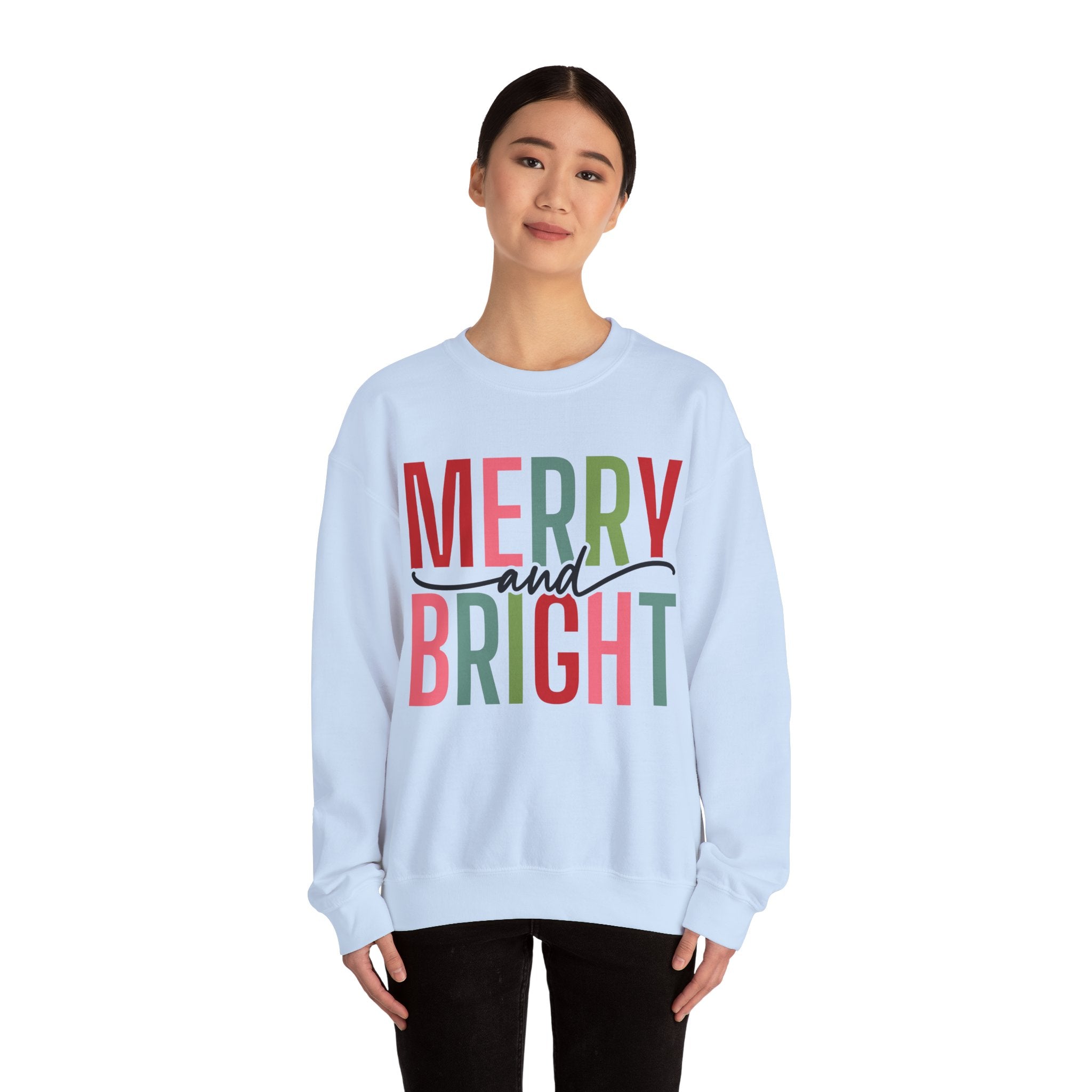 Merry and Bright Christmas Sweatshirt for Women | Christmas Holiday Crewneck Sweatshirt