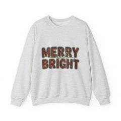 Merry and Bright Womens Christmas Sweatshirt - Plaid Letters