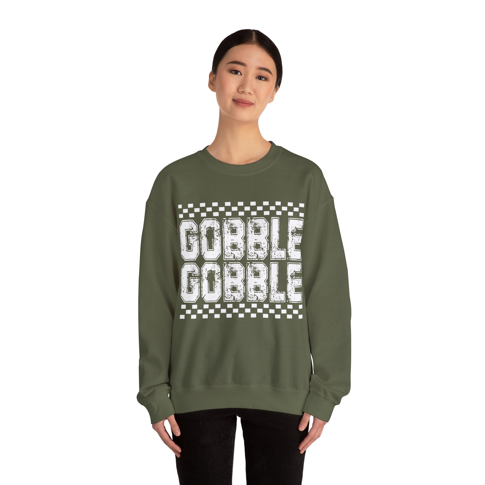 Gobble Gobble Checkerboard Thanksgiving Sweatshirt