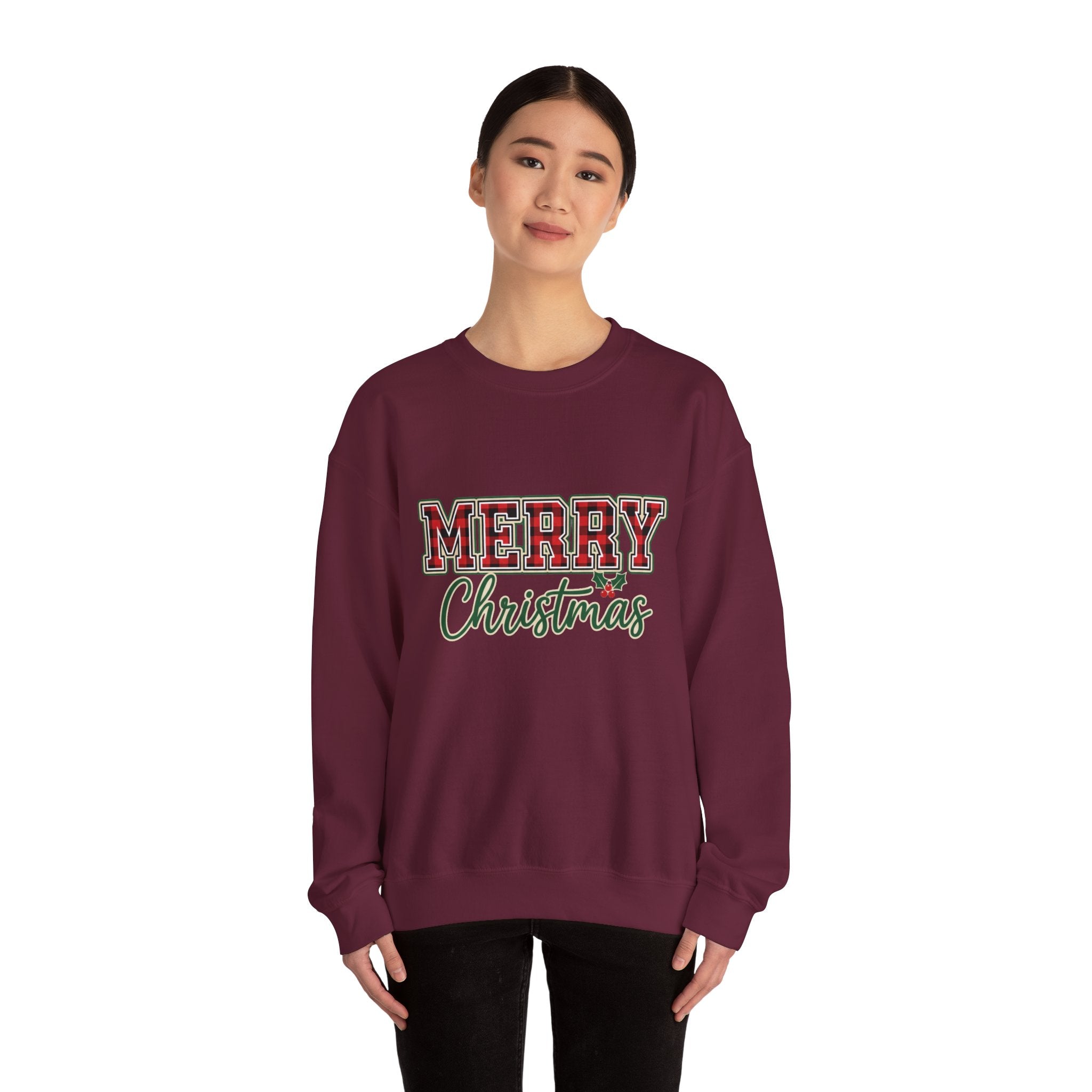 Classic Merry Christmas Womens Christmas Sweatshirt | Holiday Sweater for Women