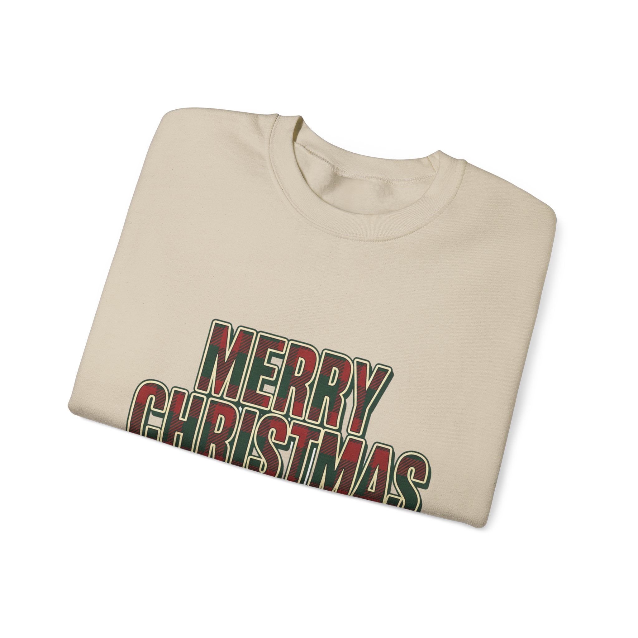 Merry Christmas Womens Christmas Sweatshirt | Plaid Letters