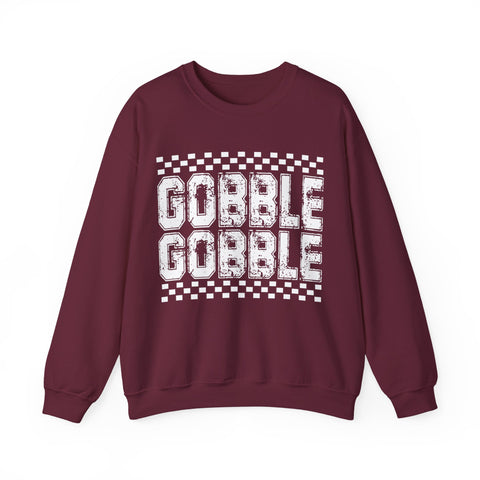 Gobble Gobble Checkerboard Thanksgiving Sweatshirt