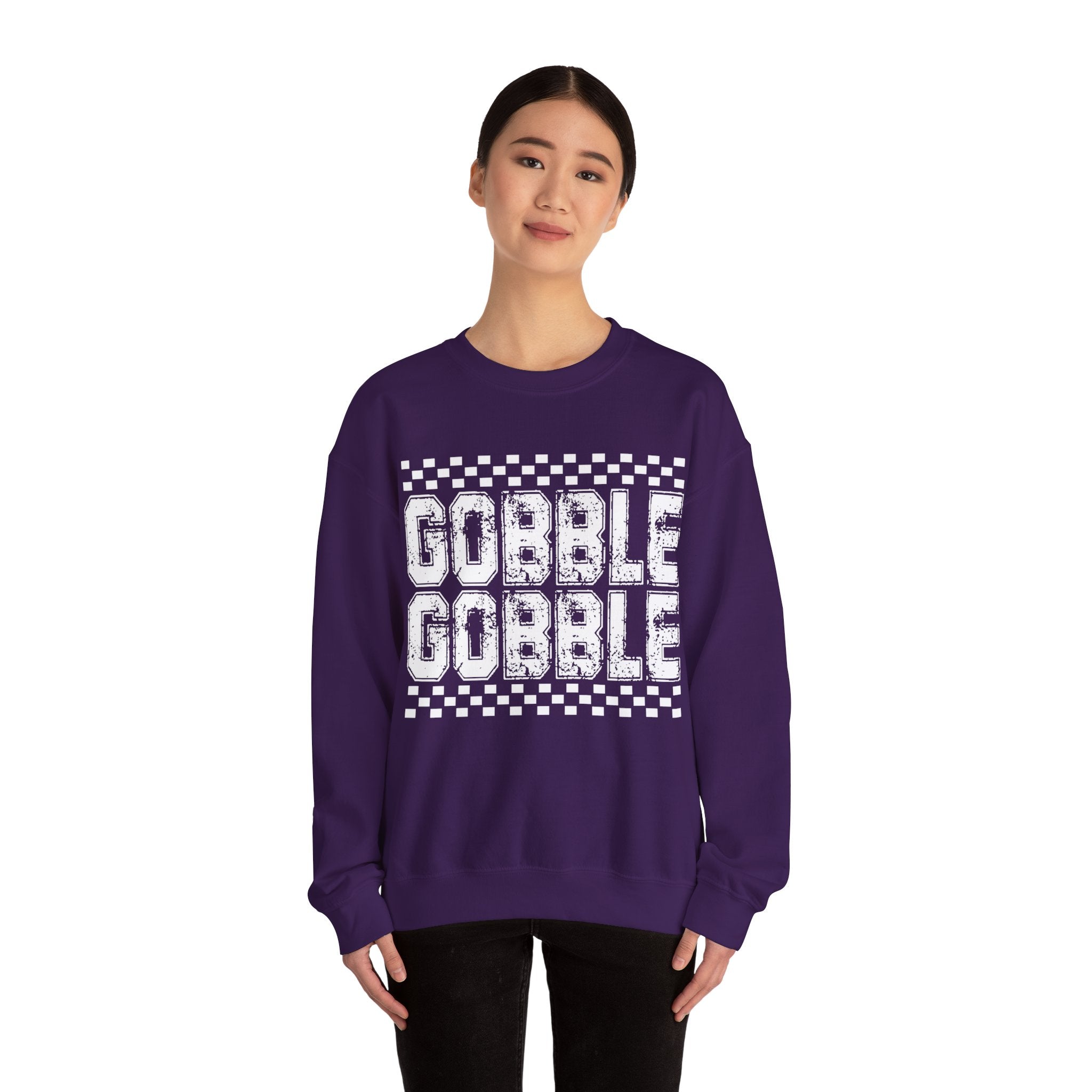 Gobble Gobble Checkerboard Thanksgiving Sweatshirt
