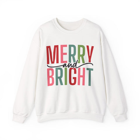 Merry and Bright Christmas Sweatshirt for Women | Christmas Holiday Crewneck Sweatshirt