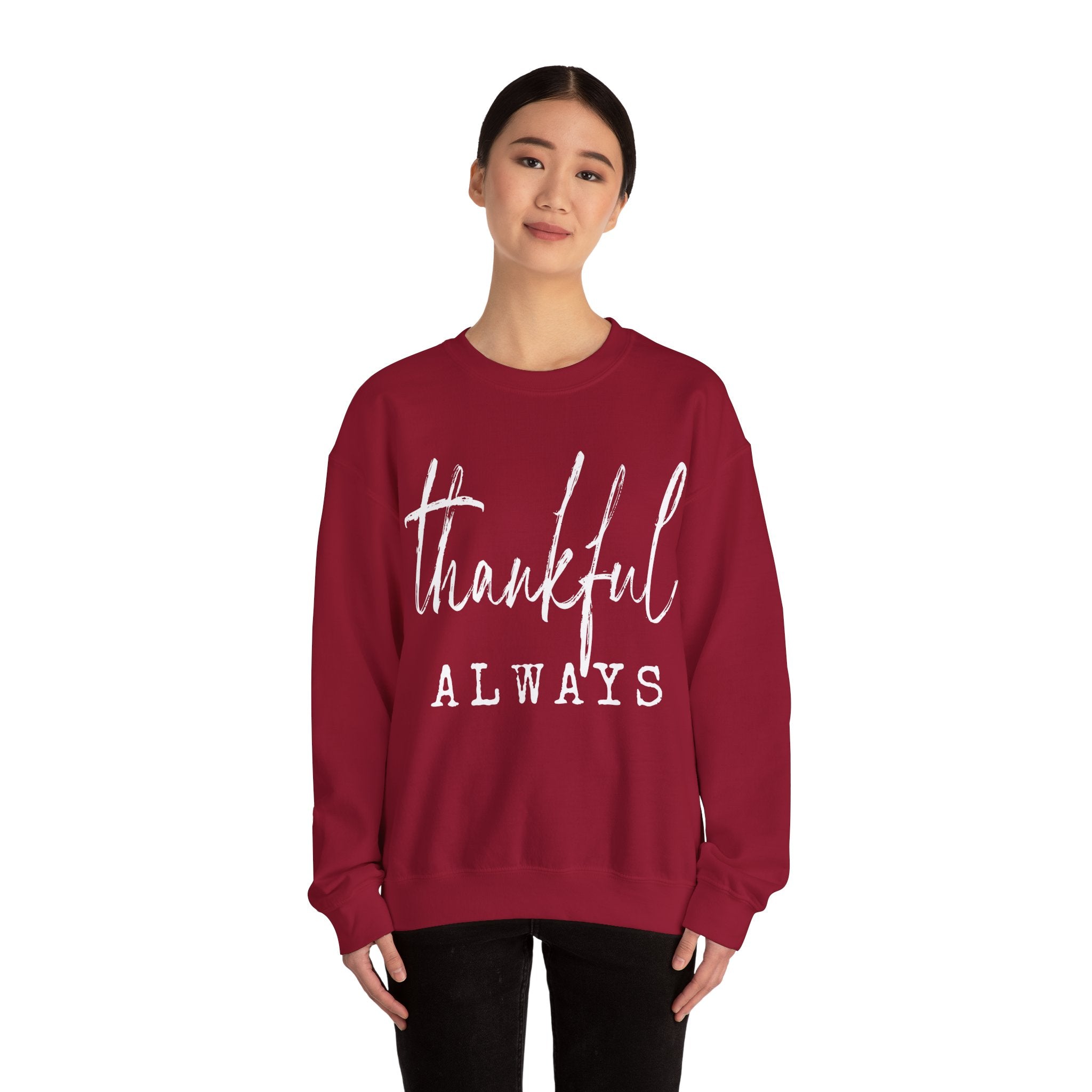 Thankful Always Thanksgiving Crewneck Womens Sweatshirt