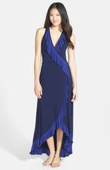Ruffled Faux Wrap Maxi Dress