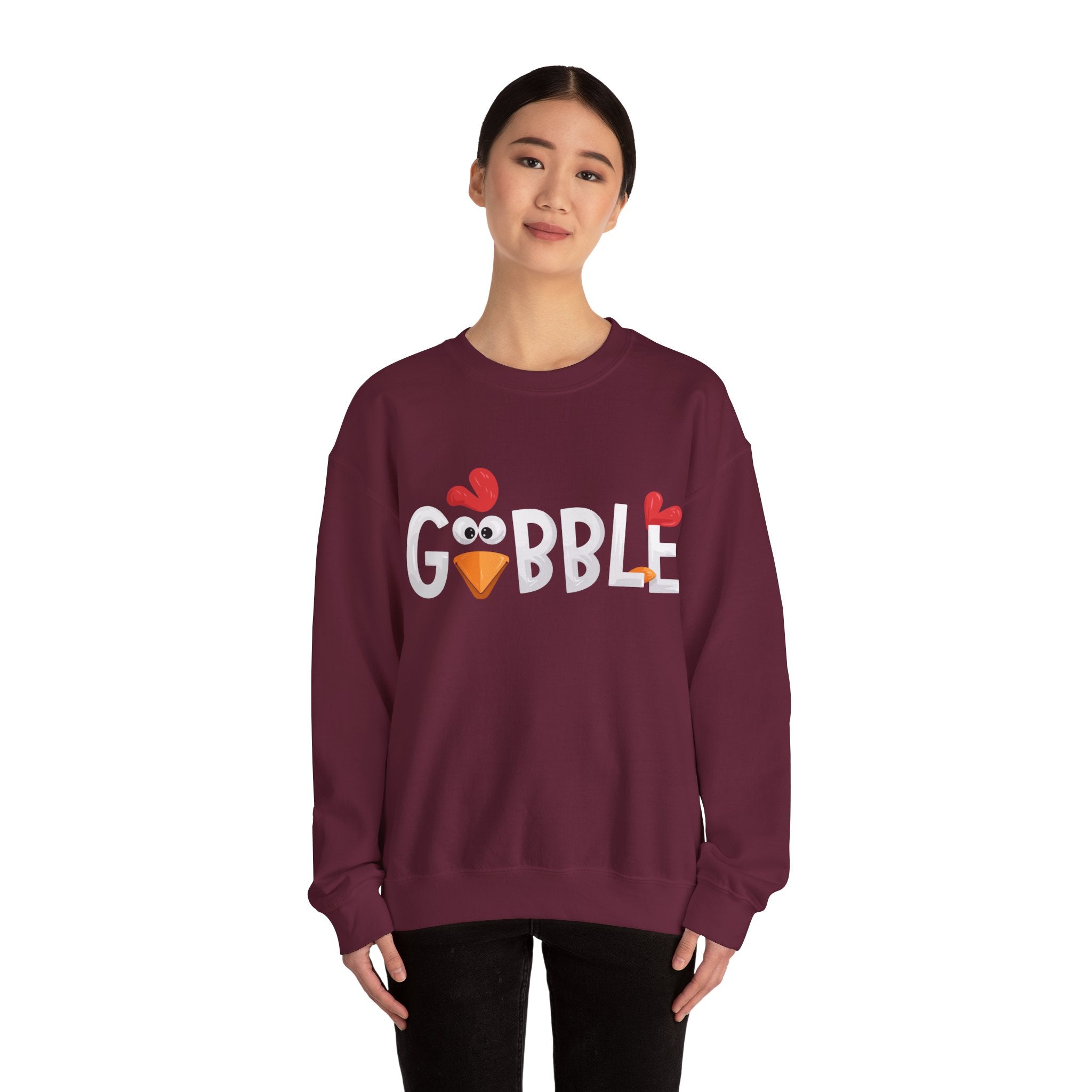 Gobble Turkey Face Thanksgiving Sweatshirt