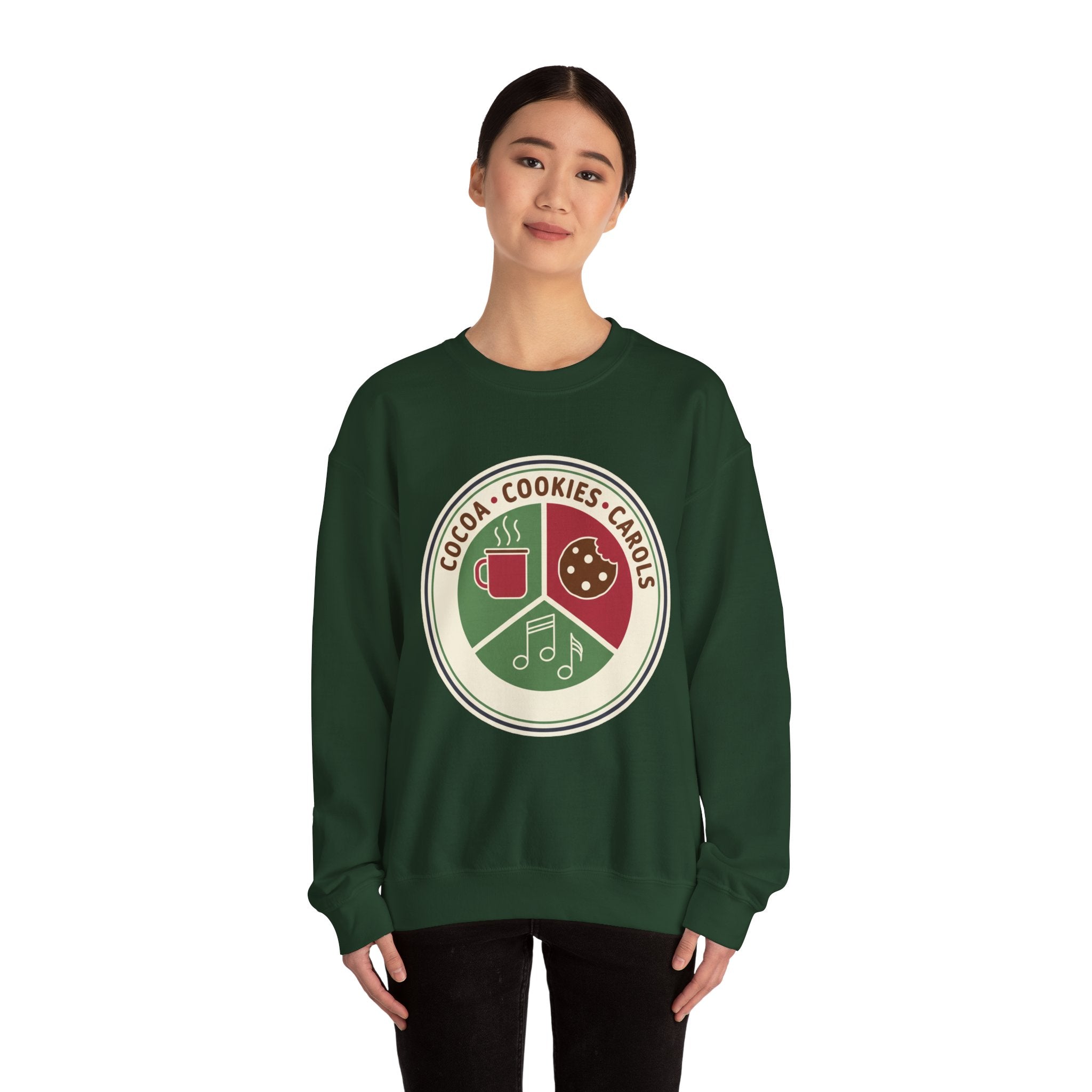 Cocoa Cookies Carols Christmas Sweatshirt | Womens Holiday Sweatshirt