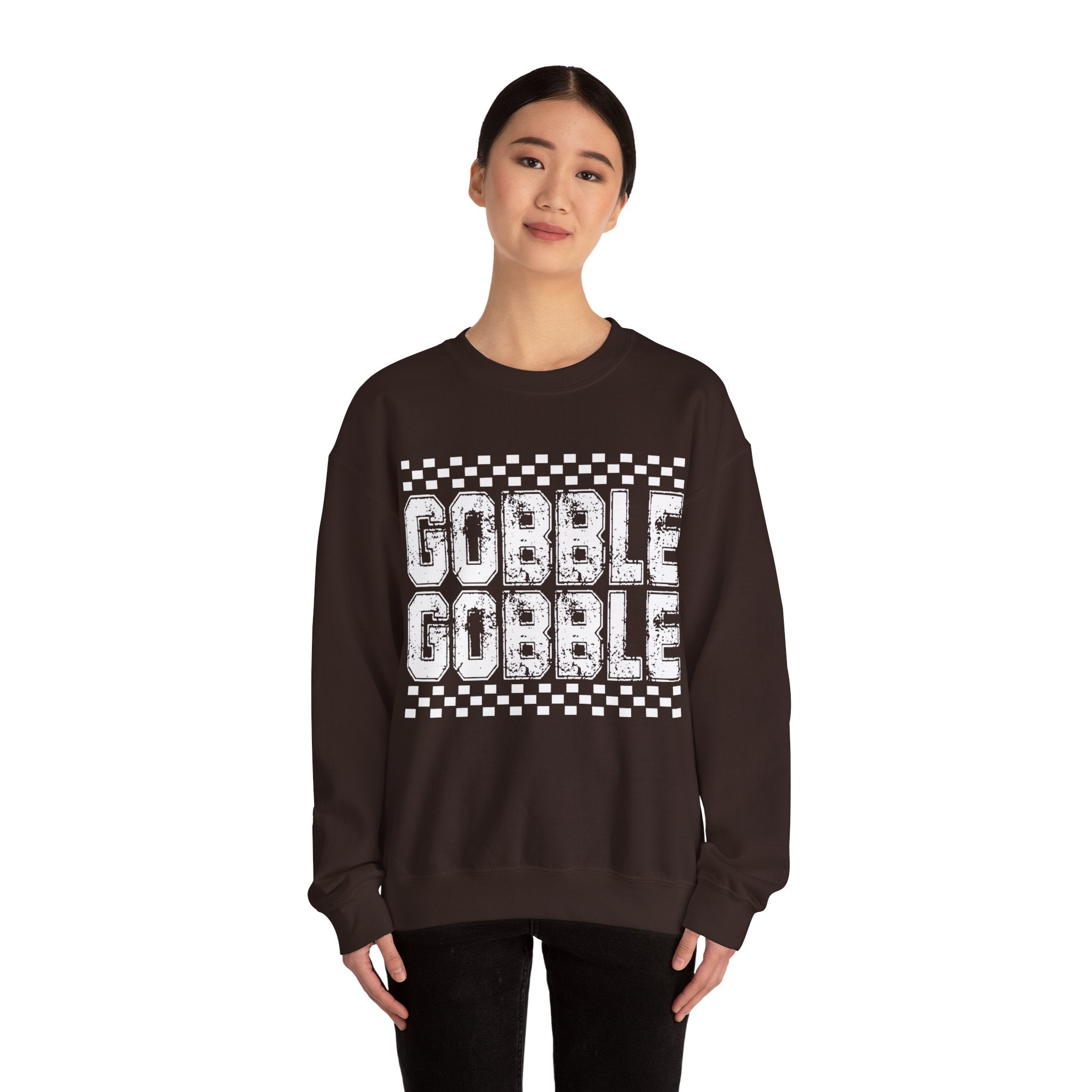 Gobble Gobble Checkerboard Thanksgiving Sweatshirt