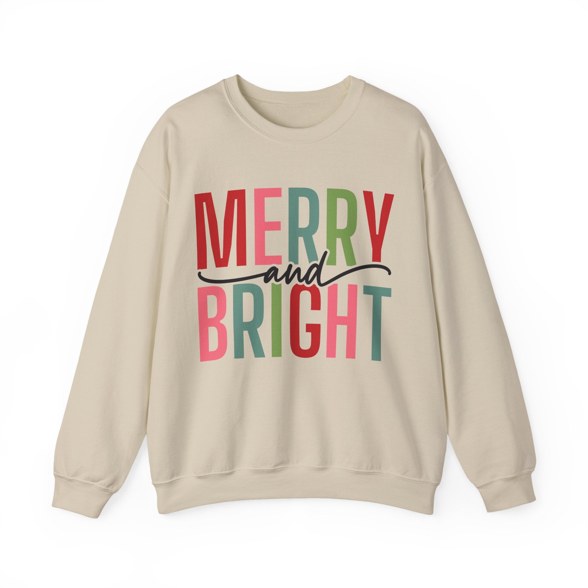 Merry and Bright Christmas Sweatshirt for Women | Christmas Holiday Crewneck Sweatshirt