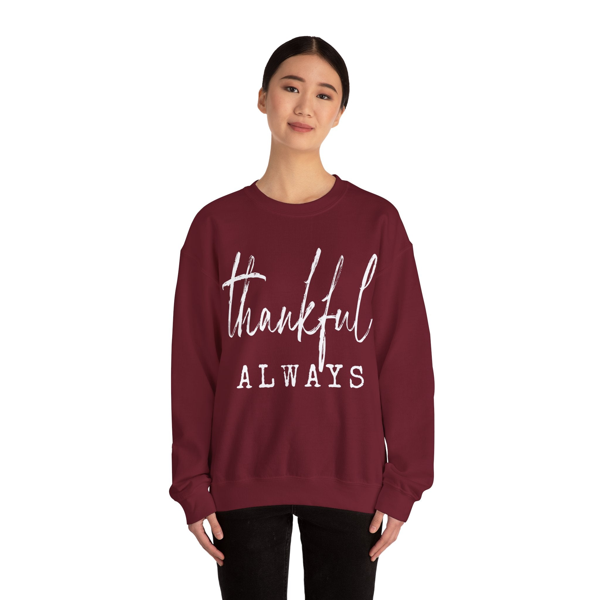 Thankful Always Thanksgiving Crewneck Womens Sweatshirt