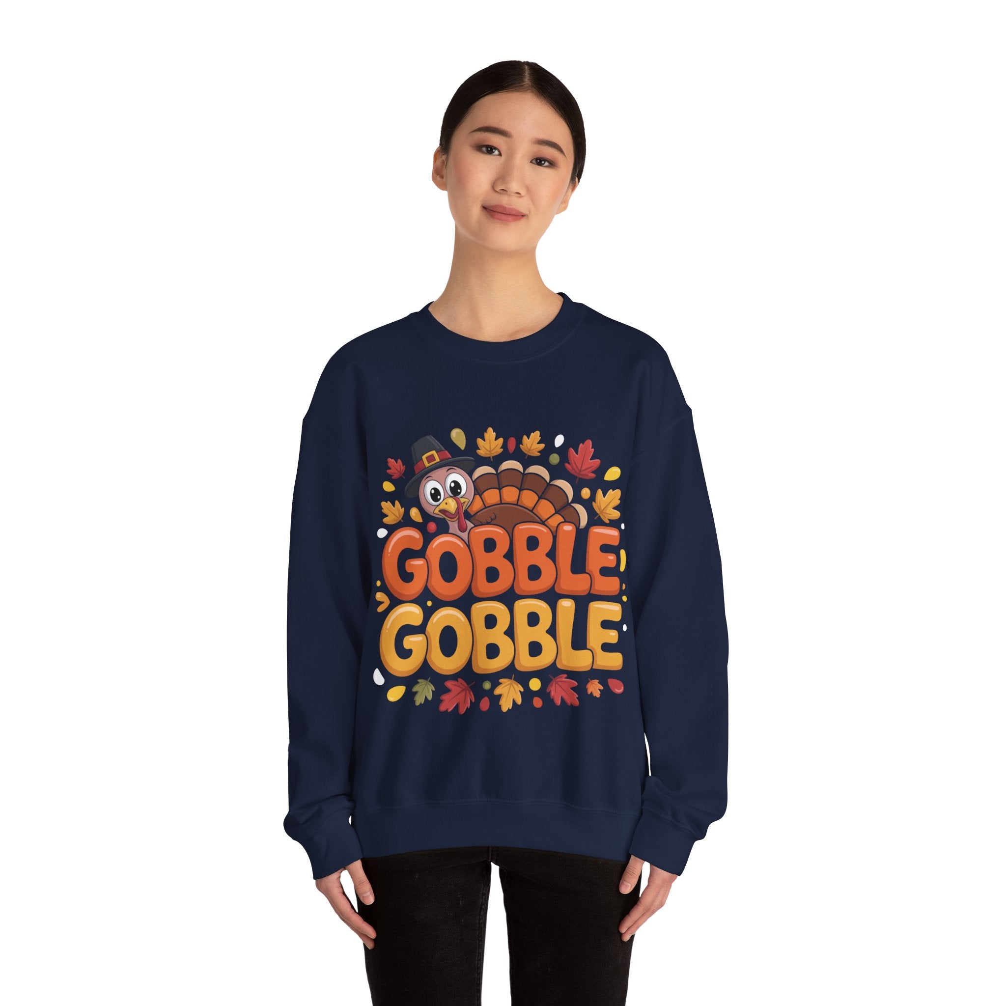 Gobble Gobble Turkey Thanksgiving Sweatshirt Crewneck Pullover Sweatshirt
