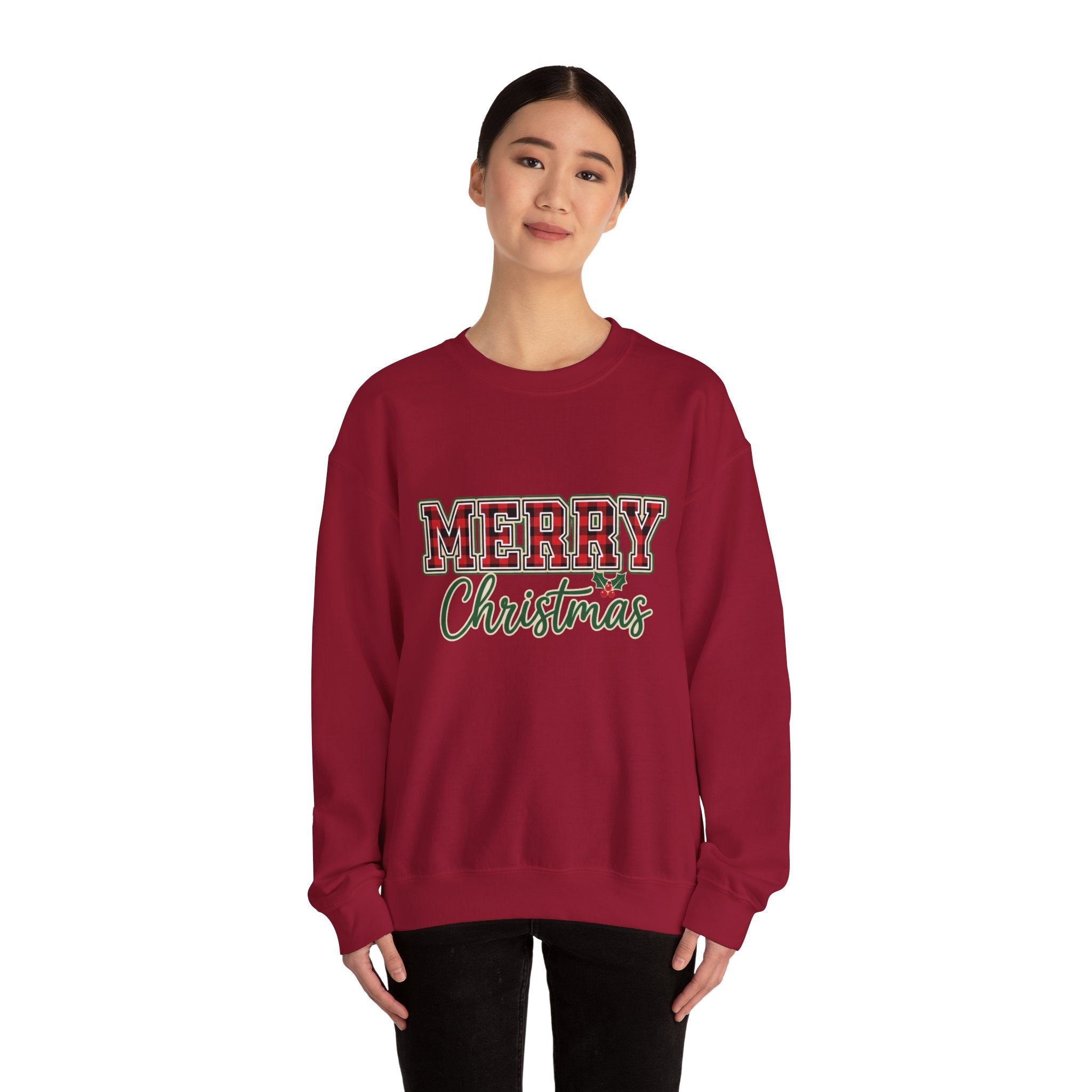 Classic Merry Christmas Womens Christmas Sweatshirt | Holiday Sweater for Women
