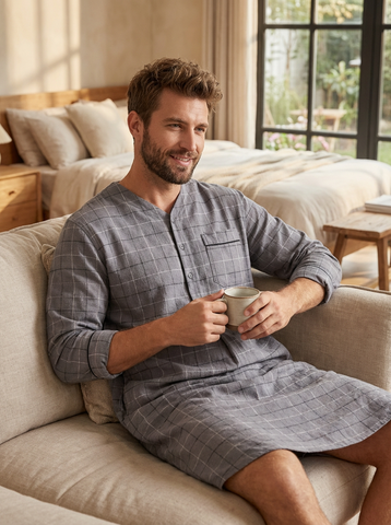 Mens Nightshirt - 100% Cotton Flannel Mens Nightshirts for Sleeping