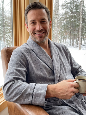 Mens Robe - Premium 100% Cotton Flannel Robe