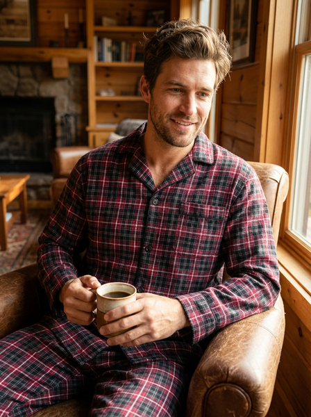 Men's Premium 100% Cotton Flannel Pajama Sleepwear Set