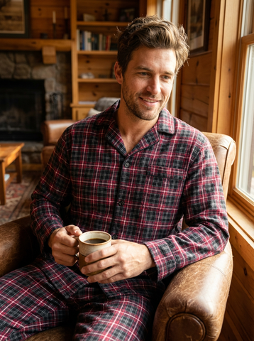 Men's Premium 100% Cotton Flannel Pajama Sleepwear Set