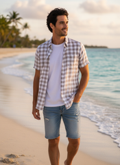 Gingham Khaki/White