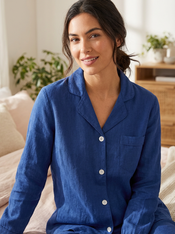 Noble Mount 100% Linen Womens Pajama Set for Summer