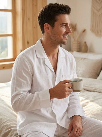 Noble Mount 100% Linen Men's Pajama Set for Summer