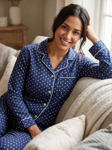 Womens 100% Cotton Flannel Pajama Sleepwear Set - Relaxed Fit