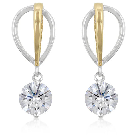 3 Carat Rhodium Plated CZ Dangle Earrings