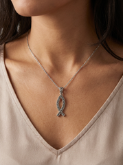 925 Sterling Silver Marcasite Fish Pendant – Elegant Ichthus Design