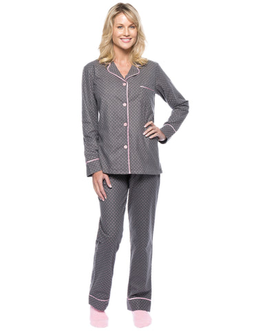 Womens Premium 100% Cotton Flannel Pajama Sleepwear Set