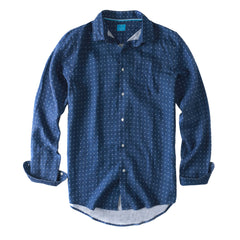 Mens Linen Shirt Floating Squares
