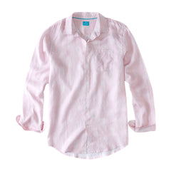 Mens Linen Shirt  Pink Pineapple Print